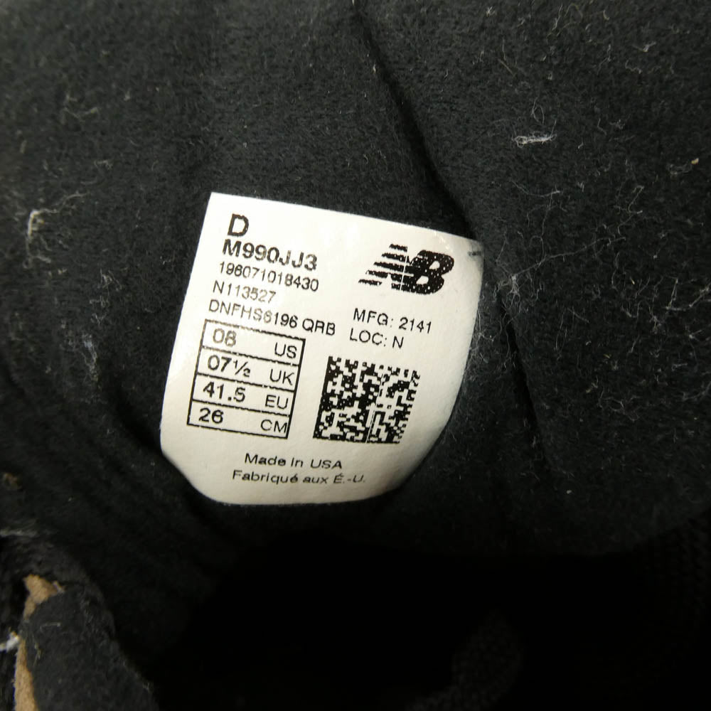NEW BALANCE ニューバランス M990JJ3 × JJJJound ジョウンド 990V3 Slate Black ストレート ブラック ブラック系 ブラウン系 26cm【中古】