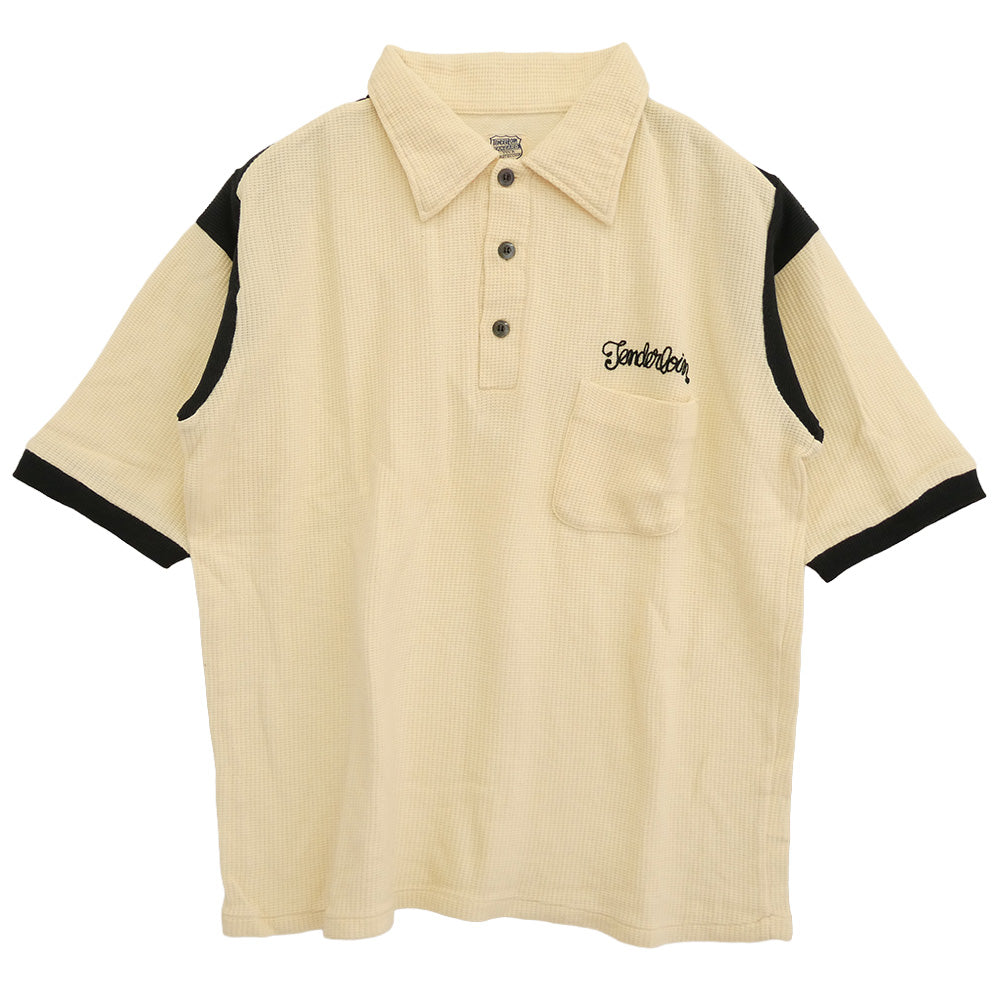 TENDERLOIN テンダーロイン T-POLO SHT チェーンステッチ ロゴ 半袖 ポロシャツ ホワイト オフホワイト系 M【中古】