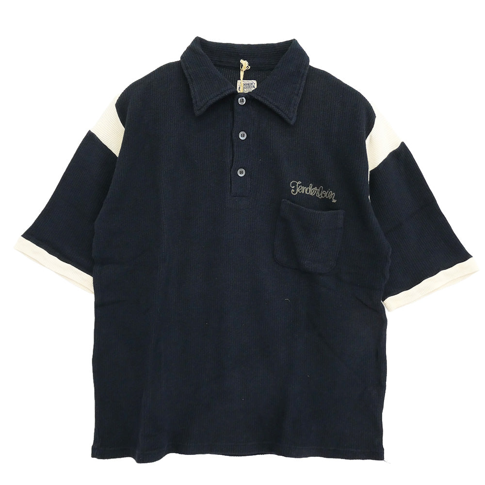 TENDERLOIN テンダーロイン T-POLO SHT ロゴ チェーンステッチ ロゴ 半袖 ポロ ボーリンフ シャツ ネイビー ネイビー系 M【中古】