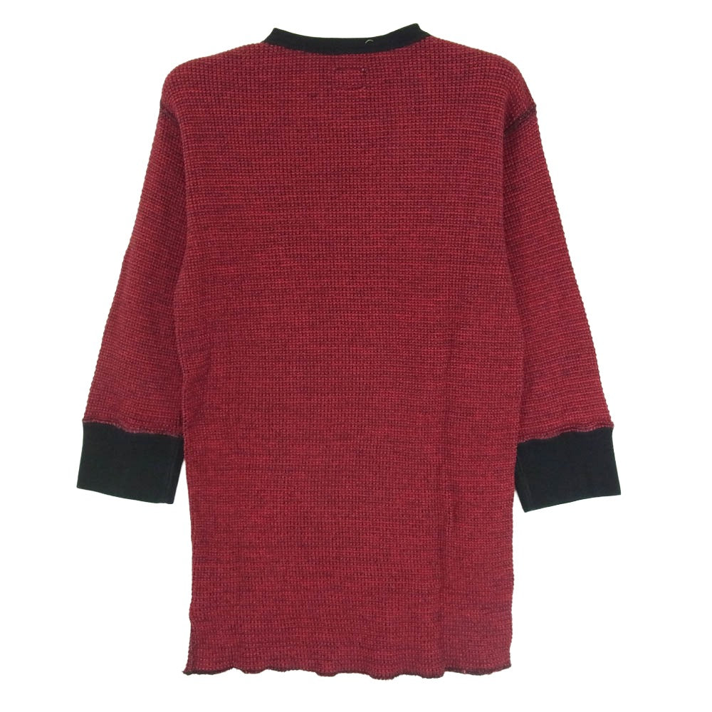 TENDERLOIN テンダーロイン T-WAFFLE MIX 7分丈 ワッフル コットン サーマル カットソー レッド系 M【美品】【中古】