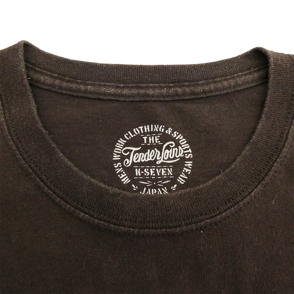 TENDERLOIN テンダーロイン 15SS 本店限定 T-TEE TENDERLOIN TOKYO ユーズド加工 ロゴプリント 半袖 Tシャツ ブラウン ブラウン系 L【中古】