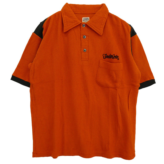 TENDERLOIN テンダーロイン T-POLO SHT ロゴ チェーンステッチ ロゴ 半袖 ポロ ボーリンフ シャツ オレンジ オレンジ系 M【美品】【中古】