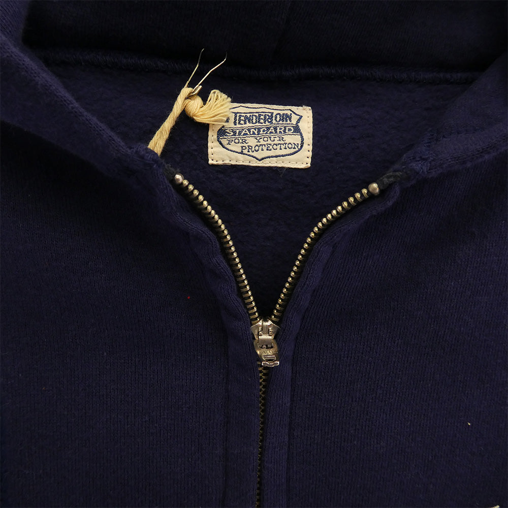 TENDERLOIN テンダーロイン T-PARKA ZIP CAHULAWASSEE RIVER フィシュ バックプリント スウェット ジップアップ パーカー フーディー ネイビー系 M【美品】【中古】