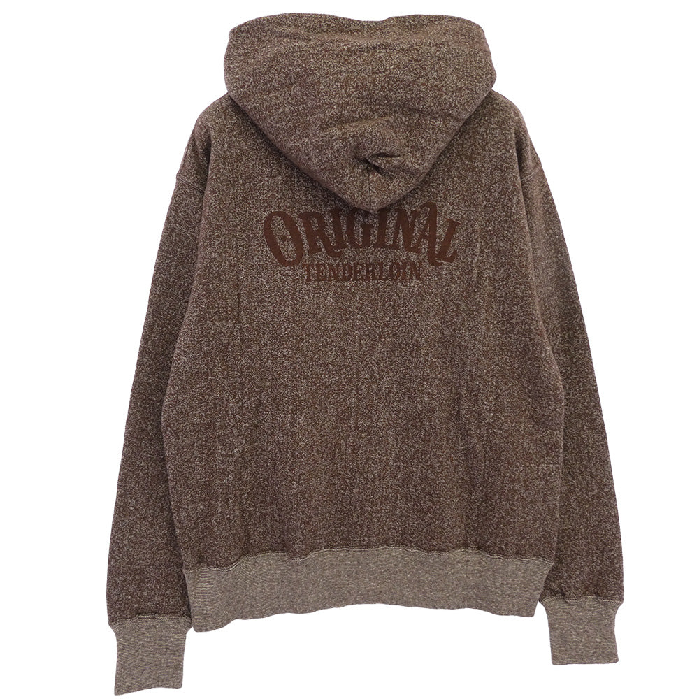 TENDERLOIN テンダーロイン T-PARKA ロゴ バックプリント 霜降り スウェット パーカー フーディー ブラウン ブラウン系 M【極上美品】【中古】