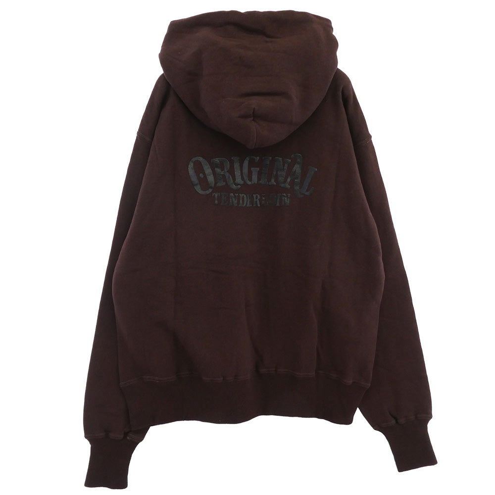 TENDERLOIN テンダーロイン T-PARKA ロゴ バックプリント スウェット パーカー フーディー ブラウン ブラウン系 M【美品】【中古】