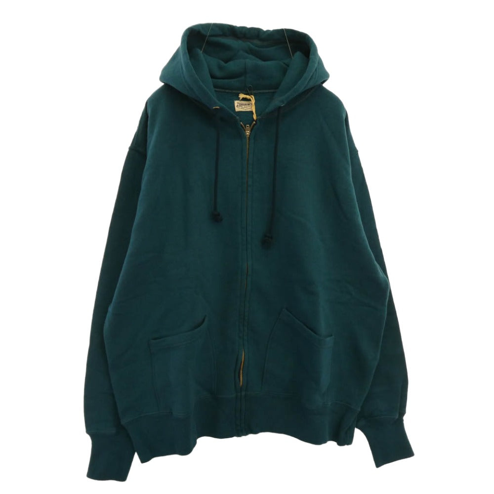 TENDERLOIN テンダーロイン T-PARKA ZIP LOGO ロゴ バックプリント ジップアップ スウェット パーカー グリーン M【極上美品】【中古】