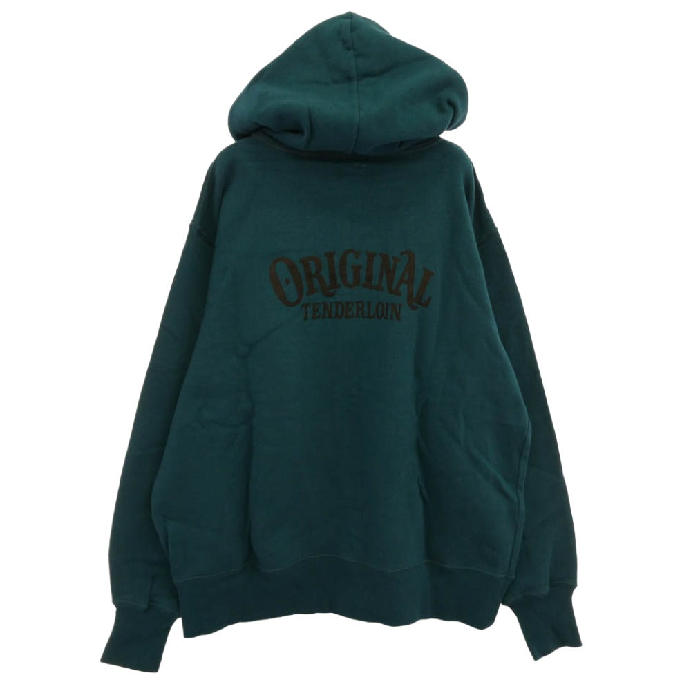 TENDERLOIN テンダーロイン T-PARKA ZIP LOGO ロゴ バックプリント ジップアップ スウェット パーカー グリーン M【極上美品】【中古】
