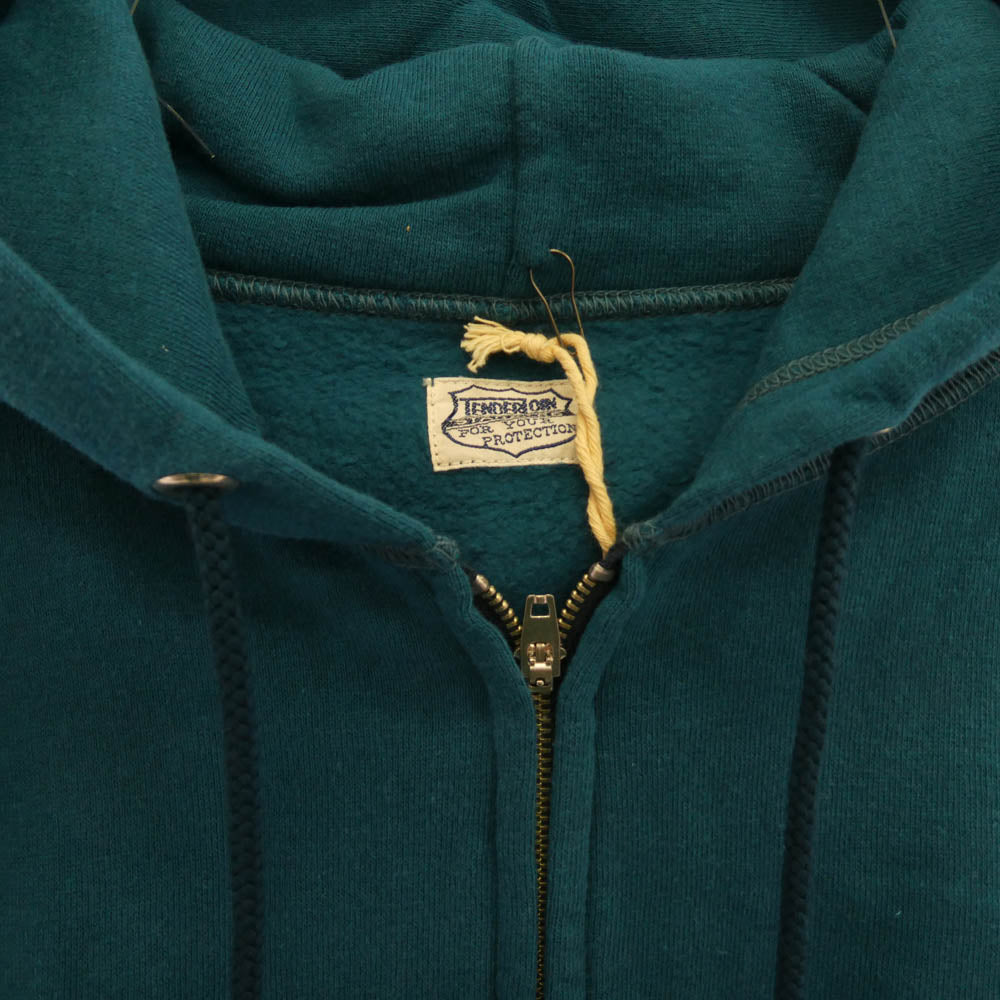 TENDERLOIN テンダーロイン T-PARKA ZIP LOGO ロゴ バックプリント ジップアップ スウェット パーカー グリーン M【極上美品】【中古】