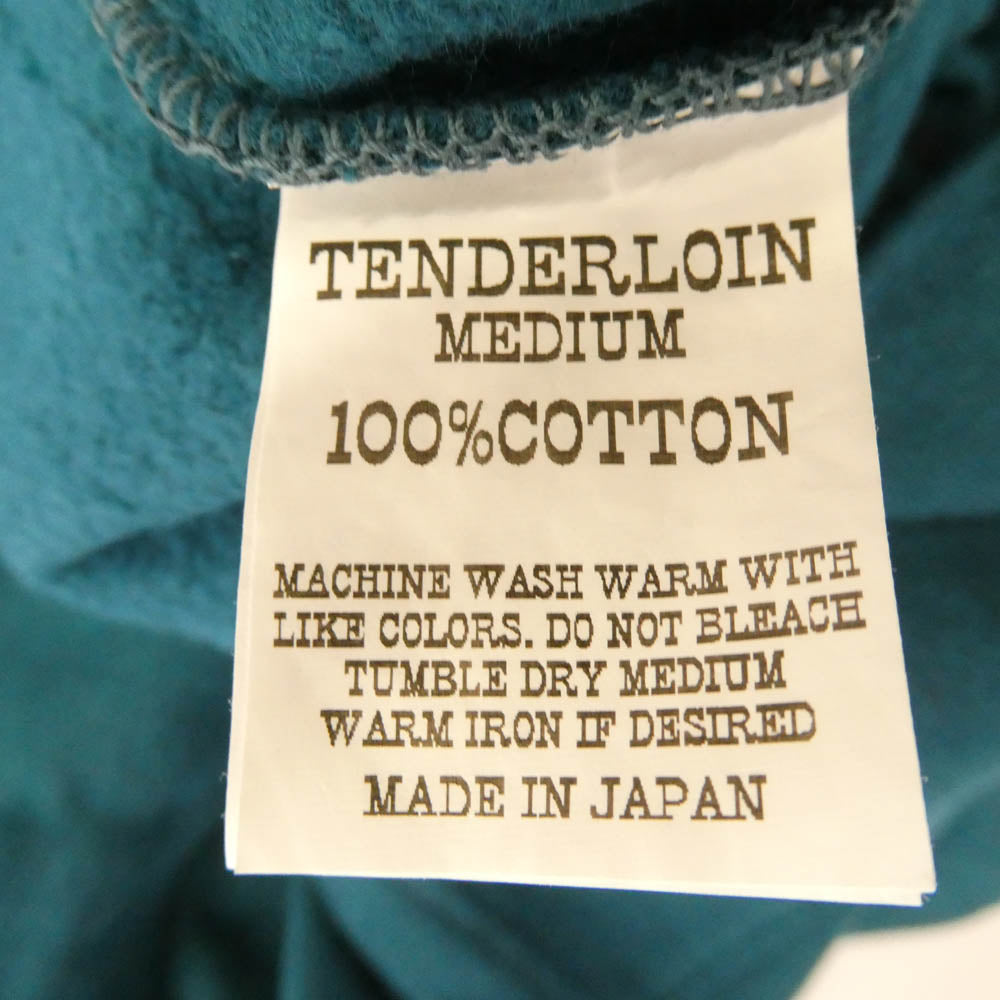 TENDERLOIN テンダーロイン T-PARKA ZIP LOGO ロゴ バックプリント ジップアップ スウェット パーカー グリーン M【極上美品】【中古】