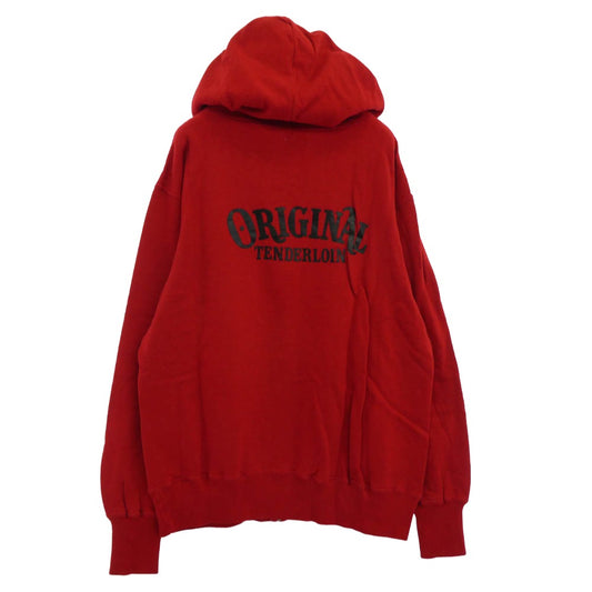 TENDERLOIN テンダーロイン T-PARKA ZIP LOGO ロゴ バックプリント ジップアップ スウェット パーカー レッド M【極上美品】【中古】