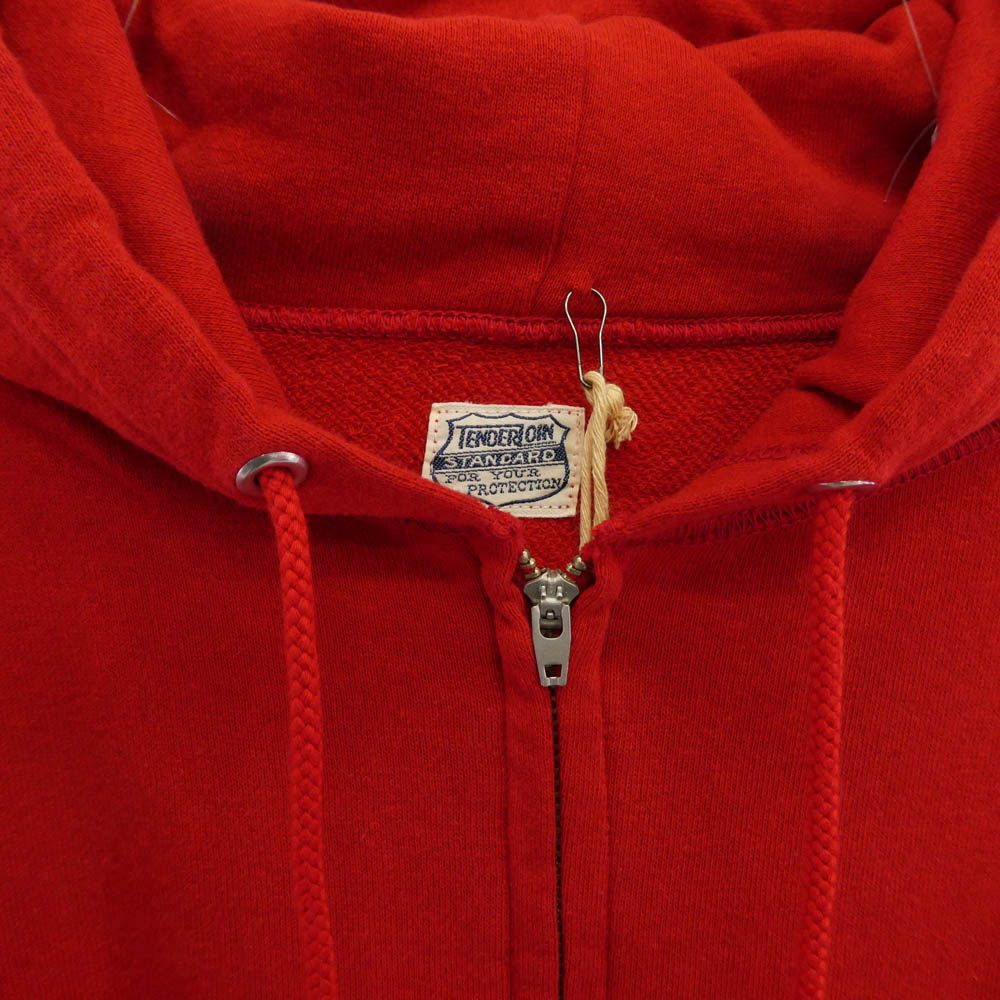 TENDERLOIN テンダーロイン T-PARKA ZIP LOGO ロゴ バックプリント ジップアップ スウェット パーカー レッド M【極上美品】【中古】