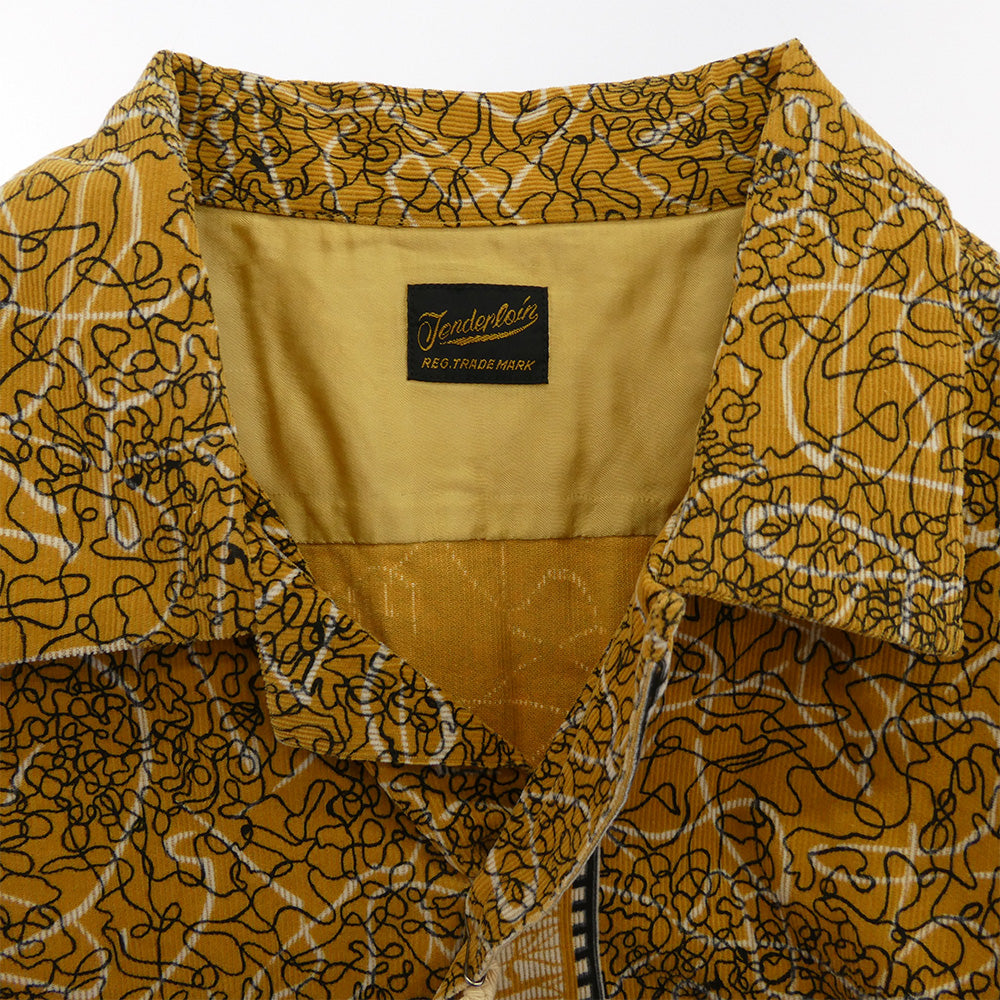 TENDERLOIN テンダーロイン T-CORDUROY SHT AS コーデュロイ 総柄 オープンカラー 長袖 シャツ イエロー系 M【美品】【中古】