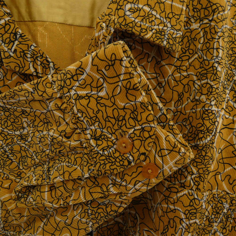 TENDERLOIN テンダーロイン T-CORDUROY SHT AS コーデュロイ 総柄 オープンカラー 長袖 シャツ イエロー系 M【美品】【中古】