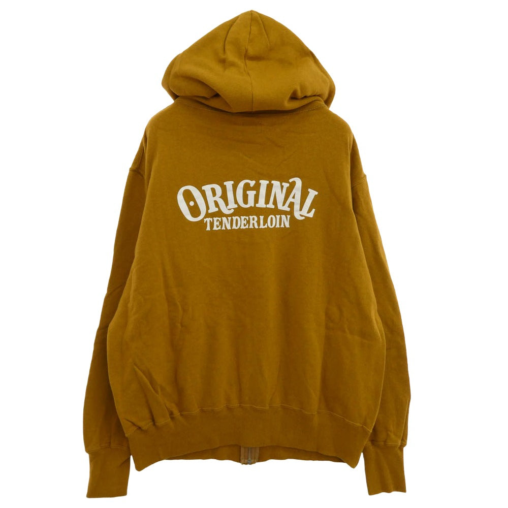 TENDERLOIN テンダーロイン T-PARKA ZIP LOGO ロゴ バックプリント ジップアップ スウェット パーカー マスタード M【極上美品】【中古】