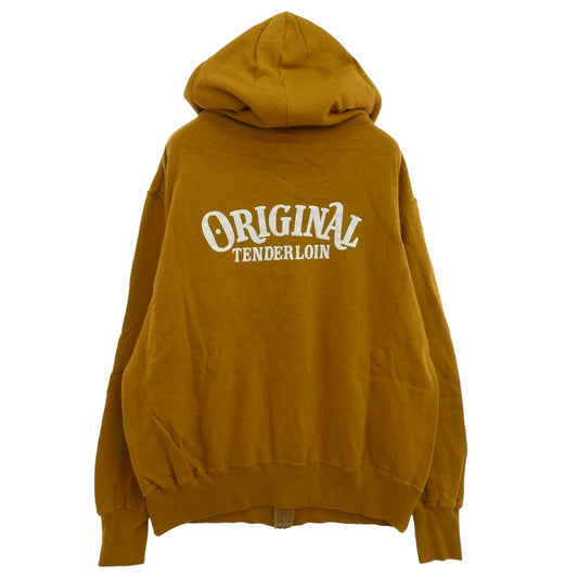 TENDERLOIN テンダーロイン T-PARKA ZIP LOGO ロゴ バックプリント ジップアップ スウェット パーカー マスタード M【極上美品】【中古】