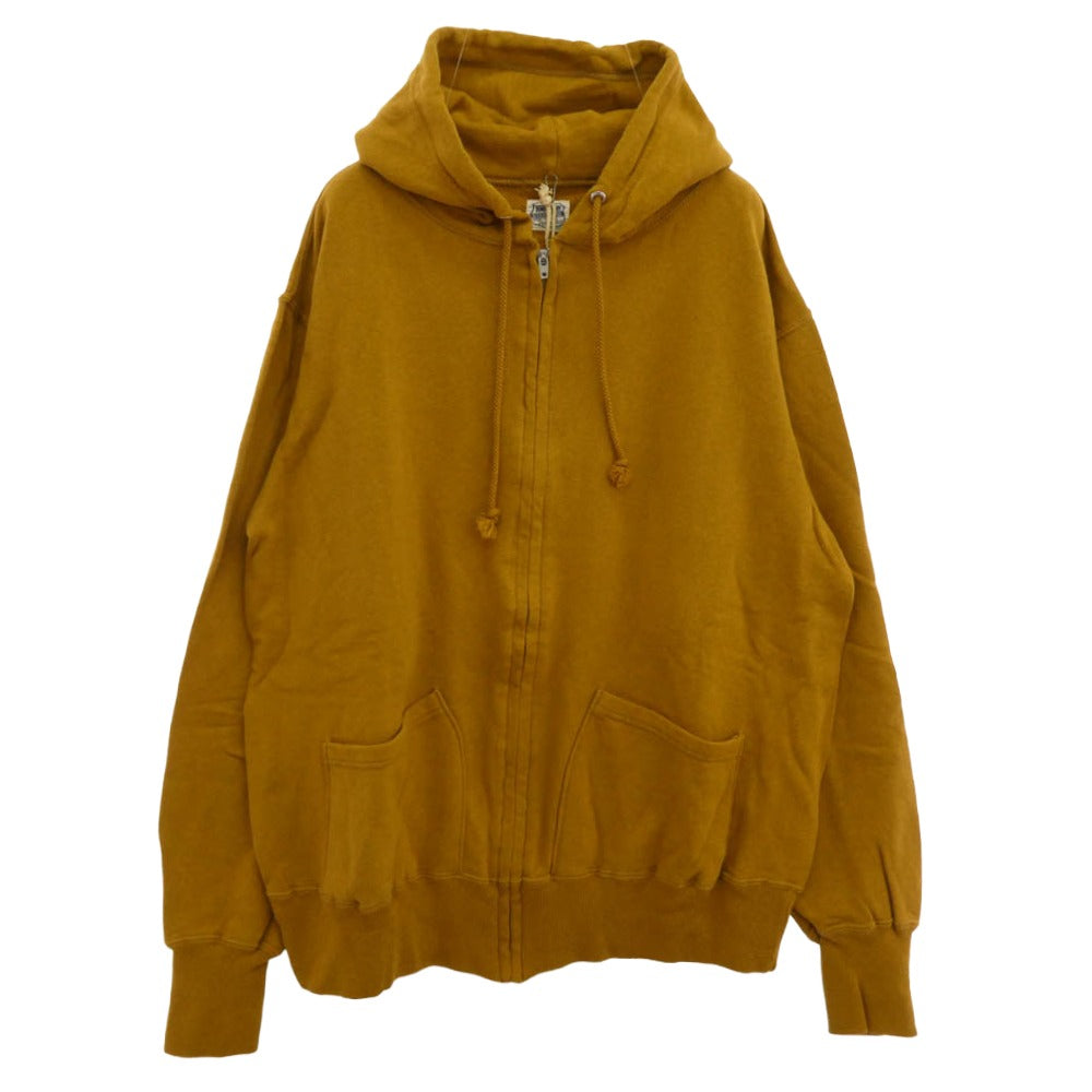 TENDERLOIN テンダーロイン T-PARKA ZIP LOGO ロゴ バックプリント ジップアップ スウェット パーカー マスタード M【極上美品】【中古】