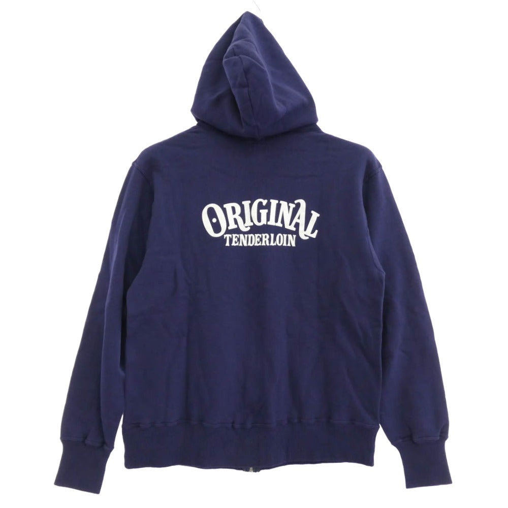 TENDERLOIN テンダーロイン T-PARKA ZIP ロゴ バックプリント ジップ アップ スウェット パーカー フーディー 茄子紺 ネイビー ネイビー系 M【中古】