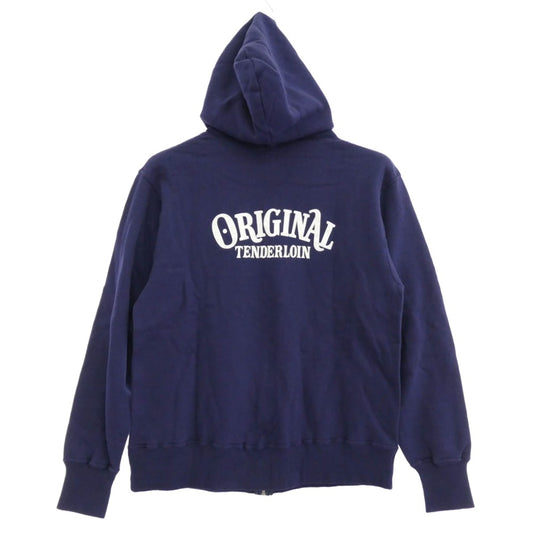TENDERLOIN テンダーロイン T-PARKA ZIP ロゴ バックプリント ジップ アップ スウェット パーカー フーディー 茄子紺 ネイビー ネイビー系 M【中古】