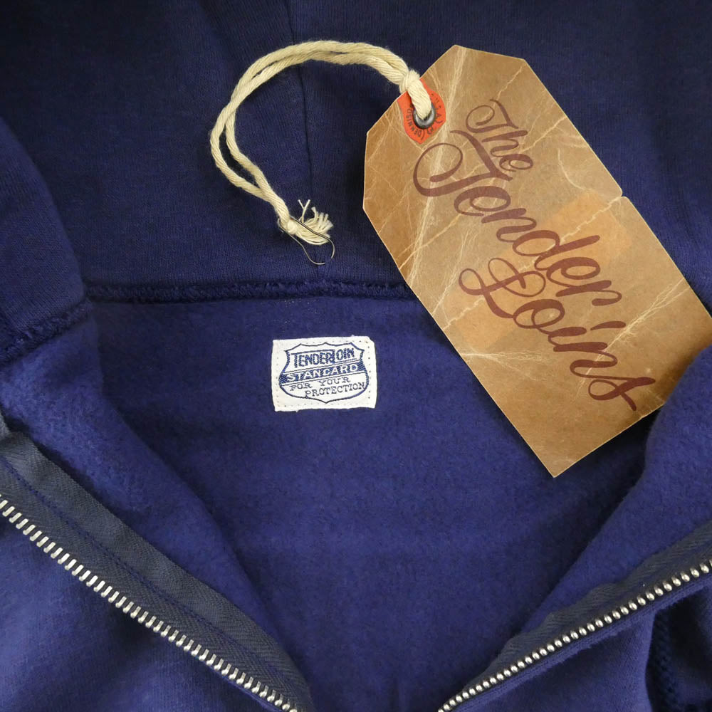 TENDERLOIN テンダーロイン T-PARKA ZIP ロゴ バックプリント ジップ アップ スウェット パーカー フーディー 茄子紺 ネイビー ネイビー系 M【中古】
