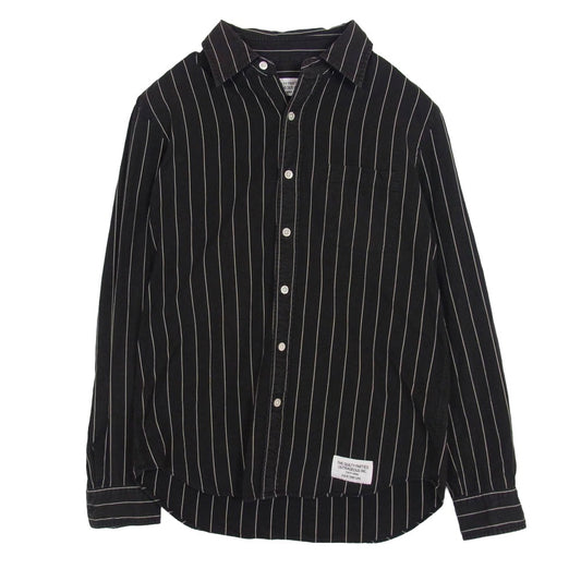WACKO MARIA ワコマリア 12AW 12AW-STP-WM2020R guilty parties stripe shirt バックロゴ刺繍 チェーンステッチ ストライプ柄 コットン 長袖 シャツ ブラック系 M【中古】