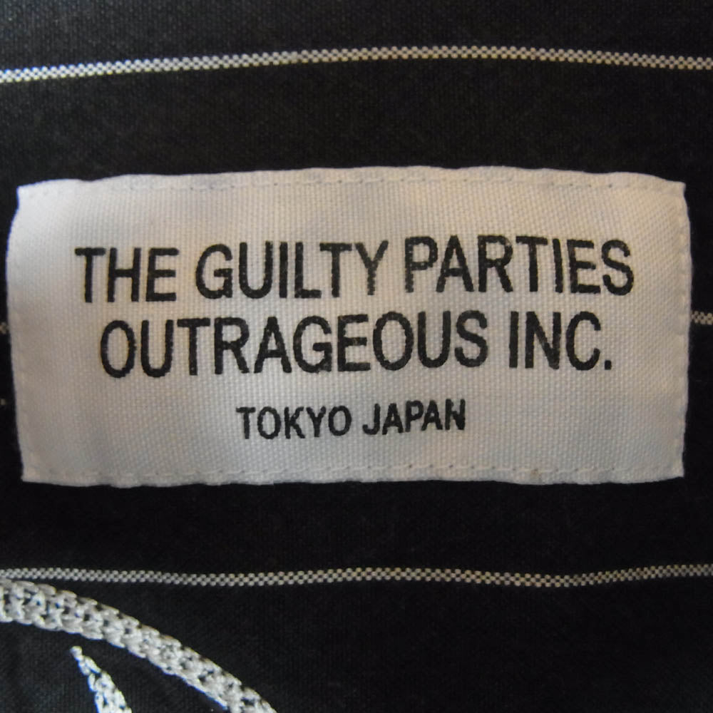 WACKO MARIA ワコマリア 12AW 12AW-STP-WM2020R guilty parties stripe shirt バックロゴ刺繍 チェーンステッチ ストライプ柄 コットン 長袖 シャツ ブラック系 M【中古】
