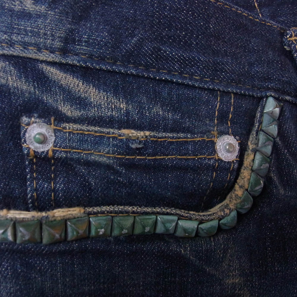 HYSTERIC GLAMOUR ヒステリックグラマー 2AP-5641 スタッズ デニム パンツ ダークネイビー系 XXS【中古】