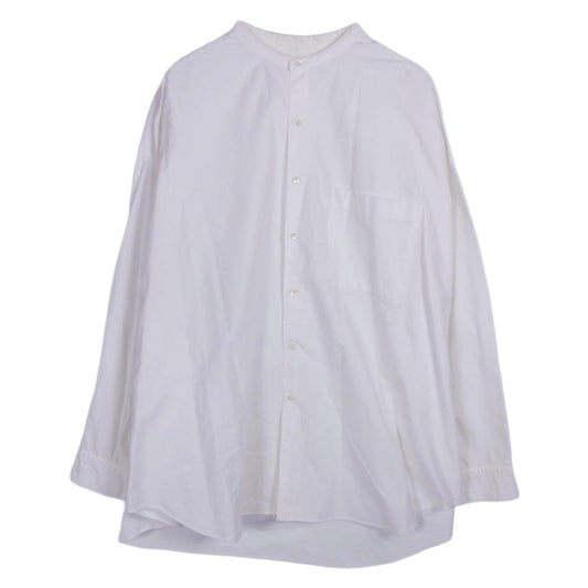 GRAPHPAPER グラフペーパー GM213-50137B Oxford Oversized Band Collar Shirt オックスフォード オーバーサイズド バンドカラー 長袖シャツ オフホワイト系 FREE【中古】