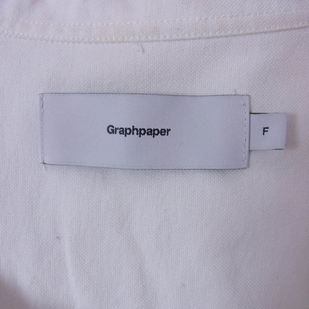 GRAPHPAPER グラフペーパー GM213-50137B Oxford Oversized Band Collar Shirt オックスフォード オーバーサイズド バンドカラー 長袖シャツ オフホワイト系 FREE【中古】