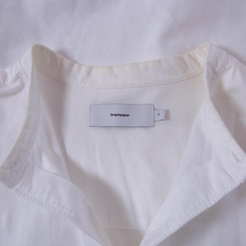 GRAPHPAPER グラフペーパー GM213-50137B Oxford Oversized Band Collar Shirt オックスフォード オーバーサイズド バンドカラー 長袖シャツ オフホワイト系 FREE【中古】