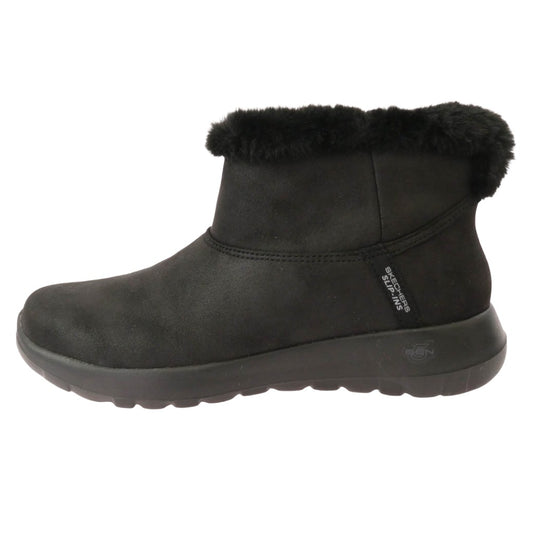 スケッチャーズ ON THE GO JOY スリップインズ オンザゴー ジョイ フェイクファー ブーツ ブラック系 27cm【極上美品】【中古】