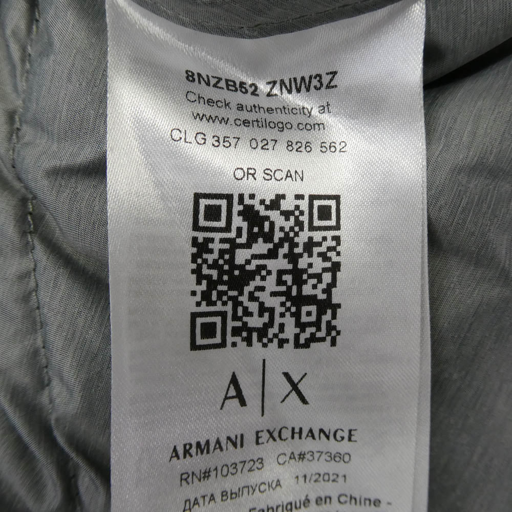 ARMANI EXCHANGE アルマーニエクスチェンジ 8NZB852 ZNW3Z ジップアップ ライトダウン ジャケット ブラック系 XL【中古】