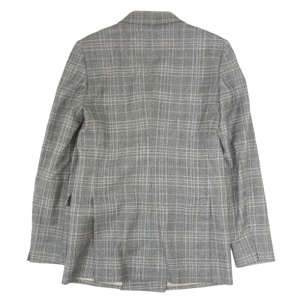 LARDINI ラルディーニ 24AW 新型ブートニエール カシミヤ混 ウール チェック ダブルブレスト ピークドラペル テーラード ジャケット グレー系 40【美品】【中古】