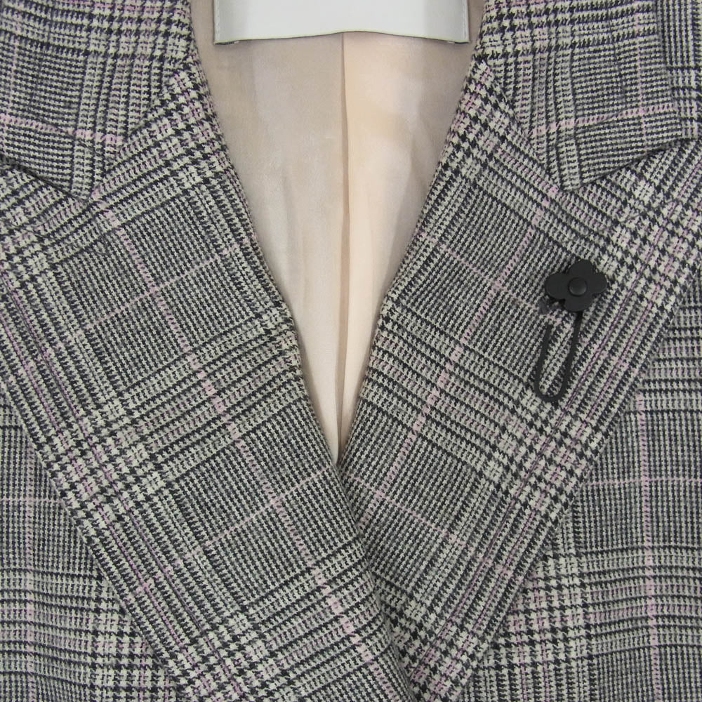 LARDINI ラルディーニ 24AW 新型ブートニエール カシミヤ混 ウール チェック ダブルブレスト ピークドラペル テーラード ジャケット グレー系 40【美品】【中古】