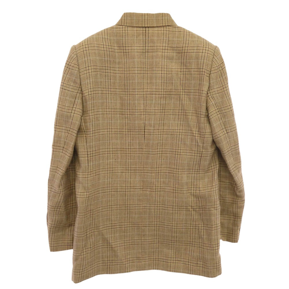 LARDINI ラルディーニ 25SS 新型ブートニエール ウール リネン チェック ダブルブレスト ピークドラペル テーラード ジャケット ベージュ系 38【中古】