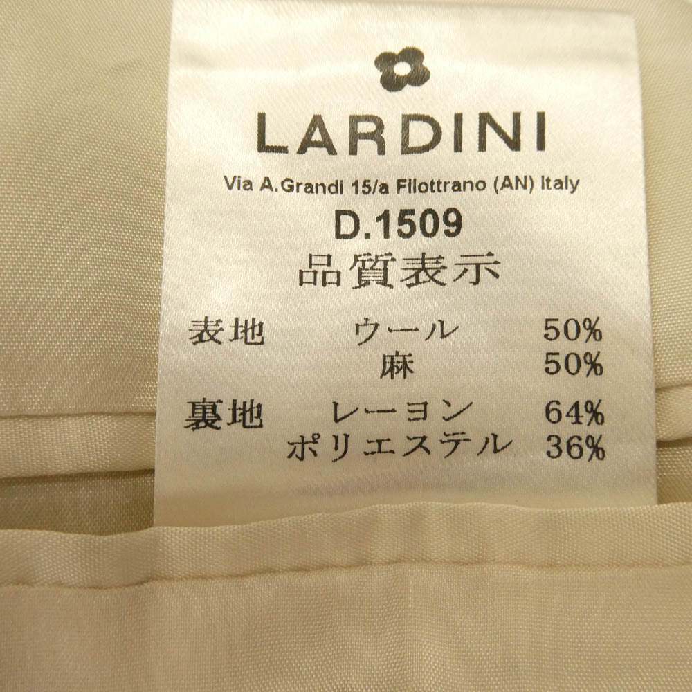 LARDINI ラルディーニ 25SS 新型ブートニエール ウール リネン チェック ダブルブレスト ピークドラペル テーラード ジャケット ベージュ系 38【中古】