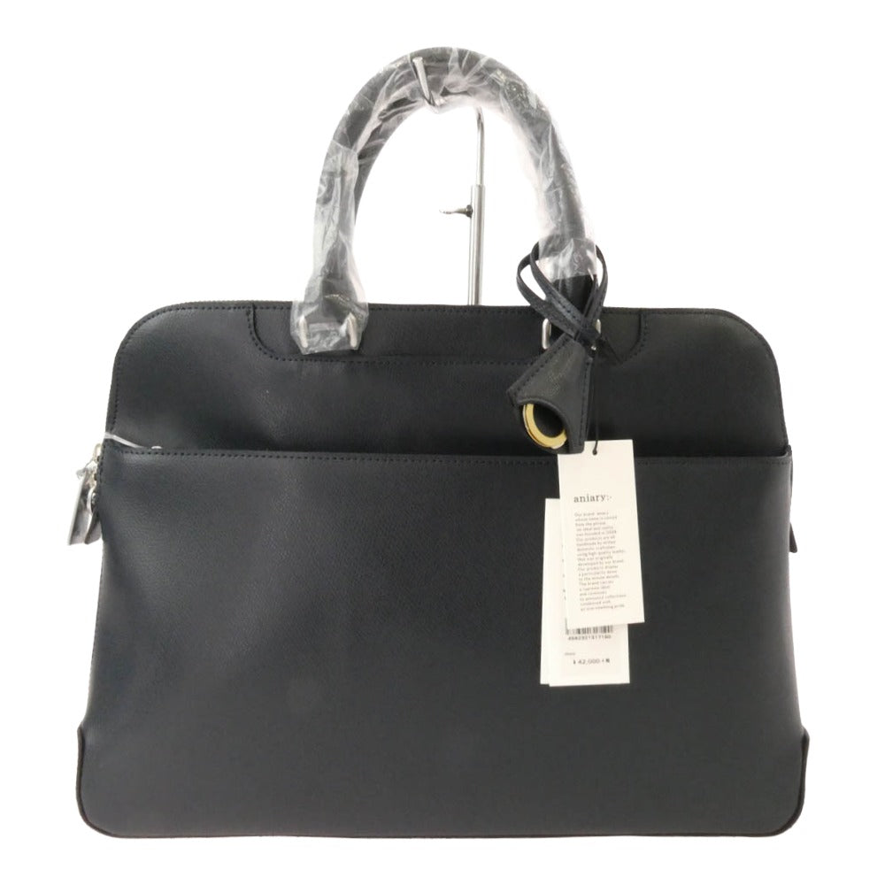 aniary アニアリ 33-01001 S-Film Leather エス-フィルム レザー ブリーフケース バッグ ネイビー ネイビー系【極上美品】【中古】