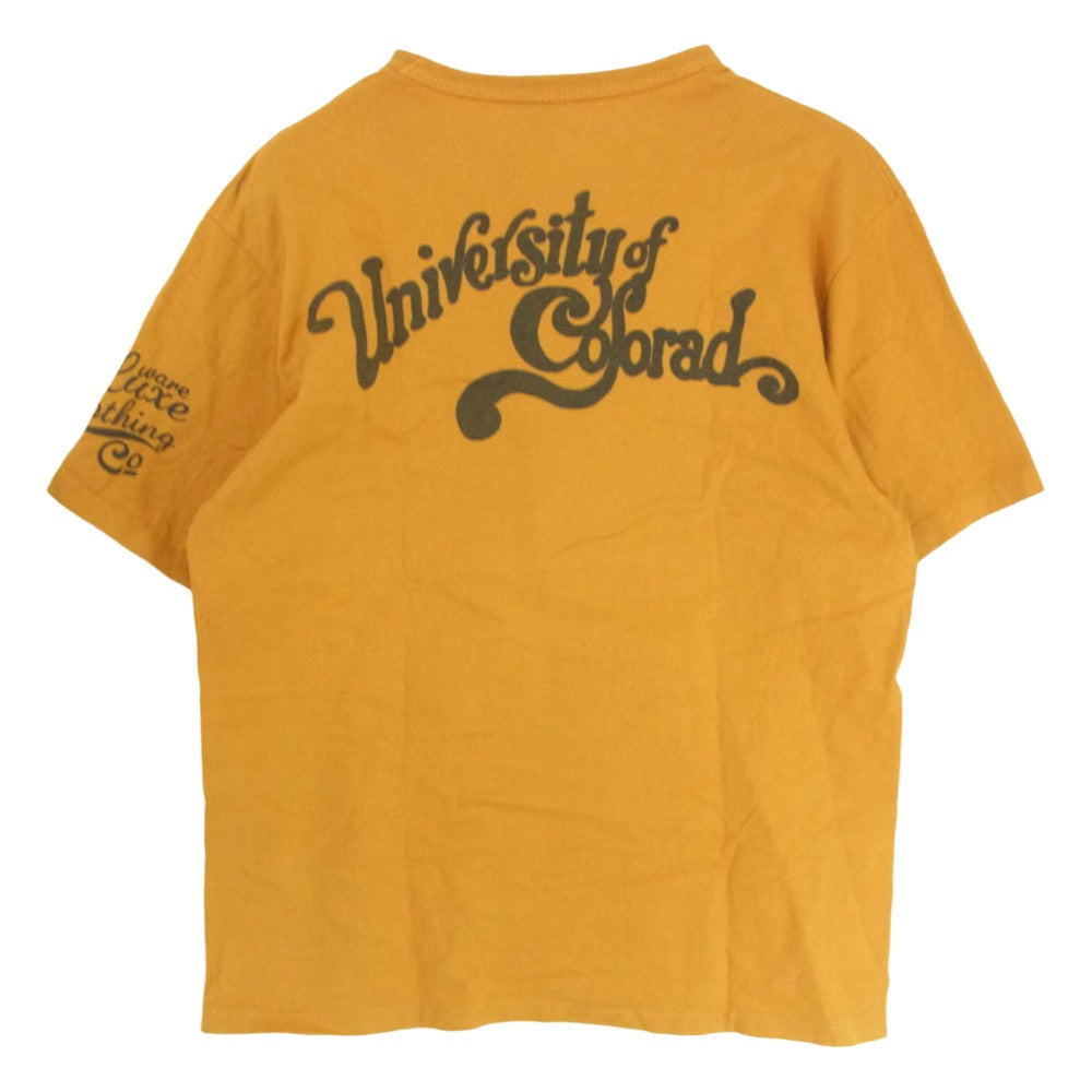 DELUXE デラックス COLORAD カレッジ 半袖 クルーネック ショートスリーブ Tシャツ イエロー系 L【中古】
