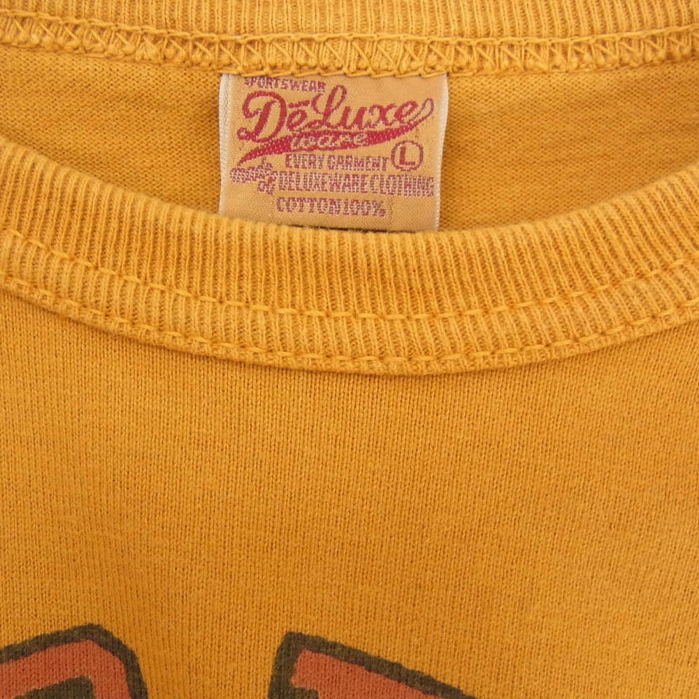 DELUXE デラックス COLORAD カレッジ 半袖 クルーネック ショートスリーブ Tシャツ イエロー系 L【中古】