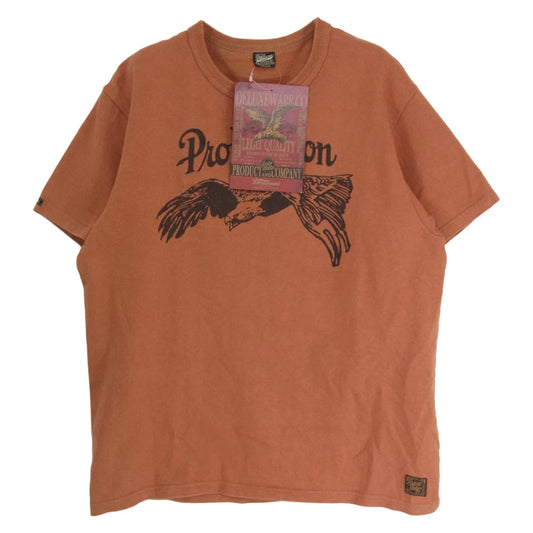 DELUXE デラックス DXT-2202 PROHIBITION プリント 半袖 Tシャツ オレンジ系 L【中古】