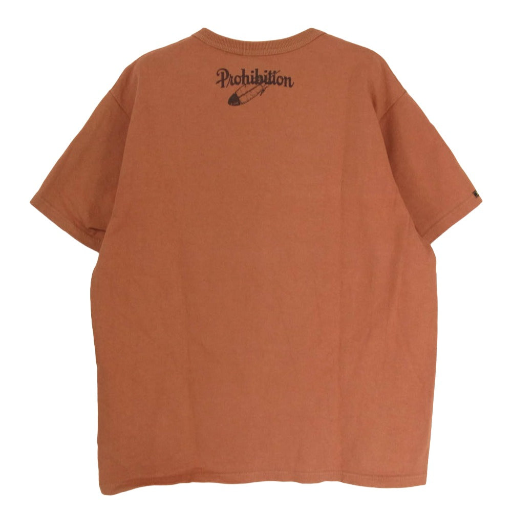 DELUXE デラックス DXT-2202 PROHIBITION プリント 半袖 Tシャツ オレンジ系 L【中古】