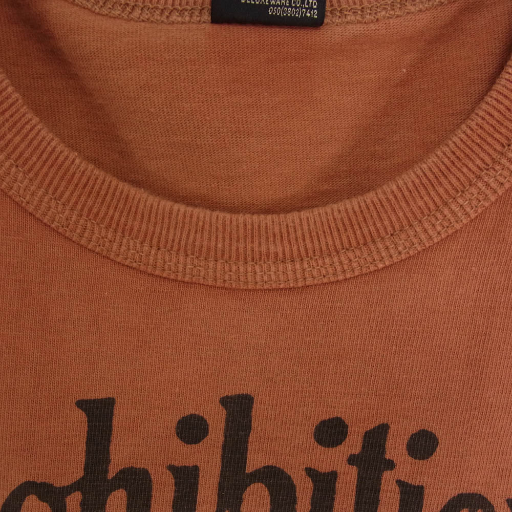 DELUXE デラックス DXT-2202 PROHIBITION プリント 半袖 Tシャツ オレンジ系 L【中古】