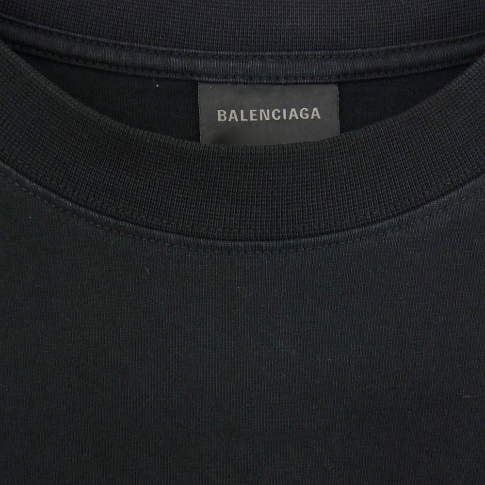 BALENCIAGA バレンシアガ 22AW 612966 TNVR2 MIRROR PRINT ミラープリント ロゴ プリント 半袖 Tシャツ カットソー ブラック系 XL【中古】