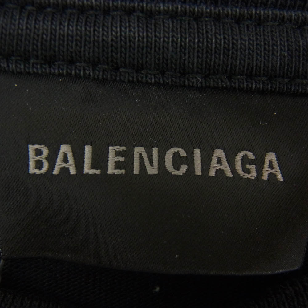BALENCIAGA バレンシアガ 22AW 612966 TNVR2 MIRROR PRINT ミラープリント ロゴ プリント 半袖 Tシャツ カットソー ブラック系 XL【中古】