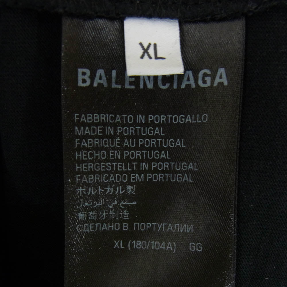 BALENCIAGA バレンシアガ 22AW 612966 TNVR2 MIRROR PRINT ミラープリント ロゴ プリント 半袖 Tシャツ カットソー ブラック系 XL【中古】