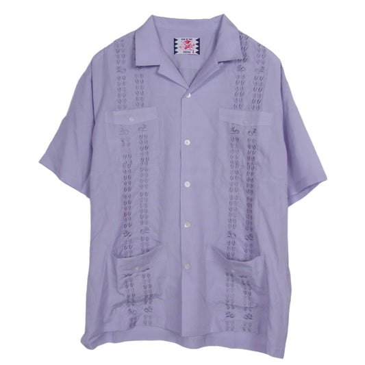 サノバチーズ SC2410-SH05 Cuba Shirt キューバ 半袖 シャツ パープル系 L【美品】【中古】