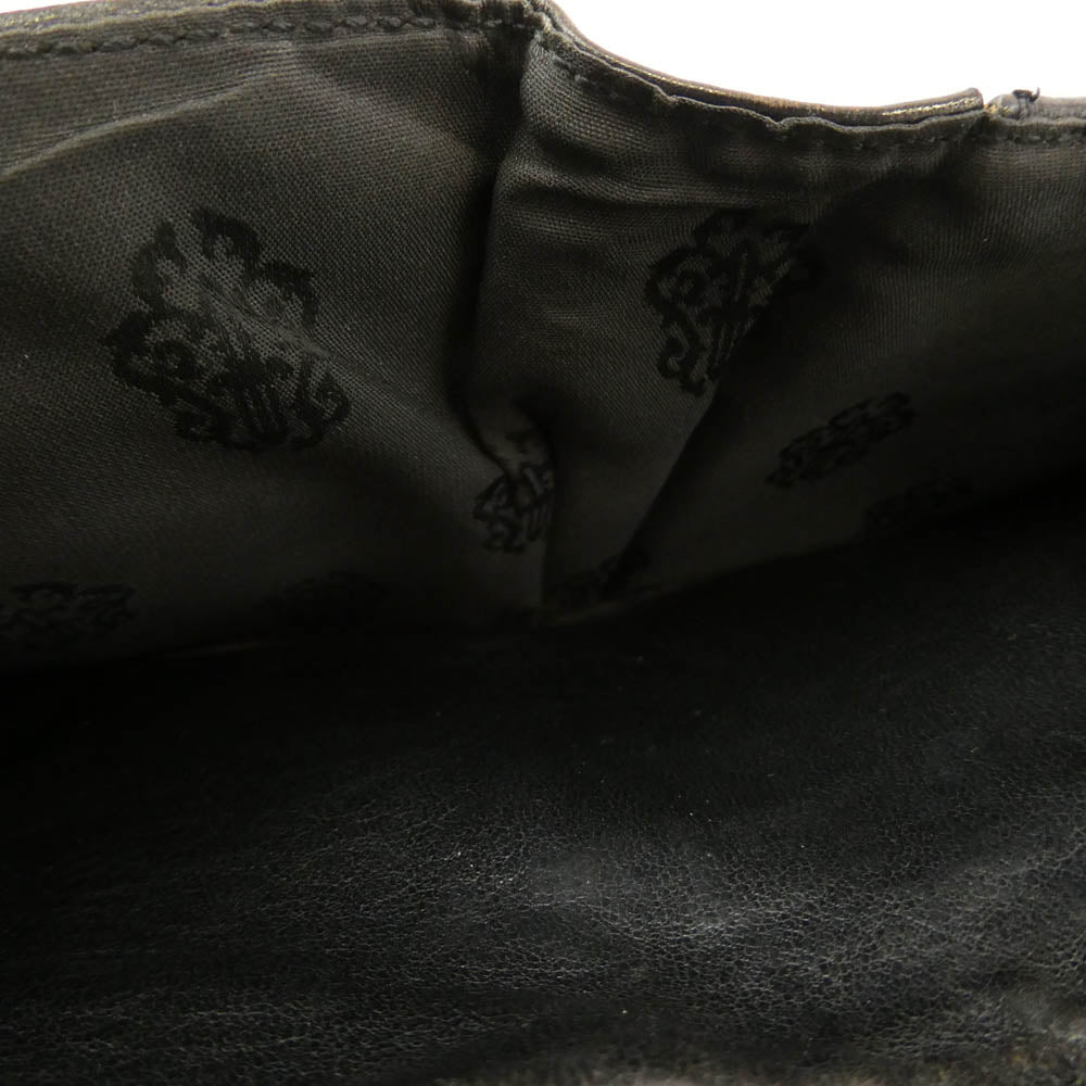 CHROME HEARTS クロムハーツ（原本無） SQ BTN BILL スクエアボタンビル ダガージップ レザー コンパクトウォレット ブラック系【中古】