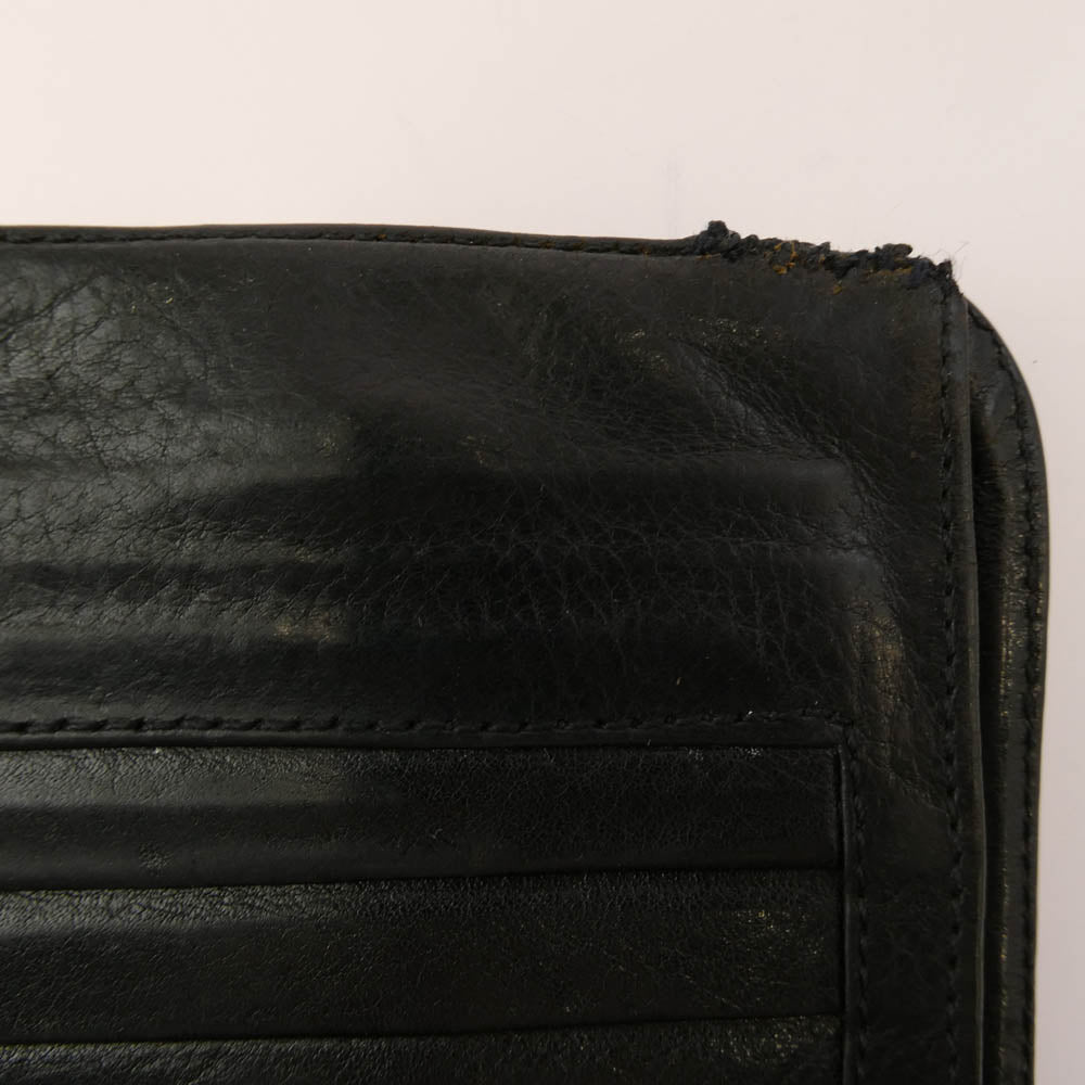 CHROME HEARTS クロムハーツ（原本無） SQ BTN BILL スクエアボタンビル ダガージップ レザー コンパクトウォレット ブラック系【中古】