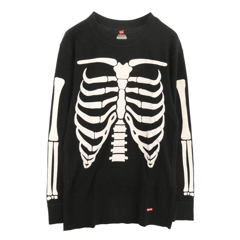 Supreme シュプリーム 25AW Hanes Bones Thermal Crew ヘインズ サーマル クルーネック 長袖 Tシャツ ブラック系 L【中古】