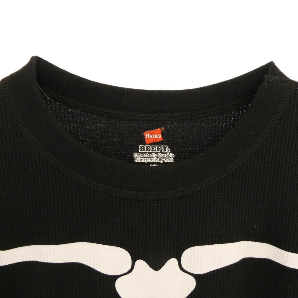 Supreme シュプリーム 25AW Hanes Bones Thermal Crew ヘインズ サーマル クルーネック 長袖 Tシャツ ブラック系 L【中古】
