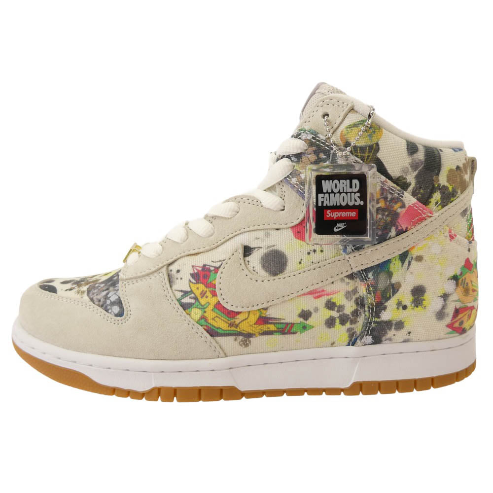 Supreme シュプリーム 23AW FD8779-100 ×DUNK HIGH OG QS Rammellzee ダンク ハイ ラメルジー ハイカット スニーカー オフホワイト系 27.5cm【極上美品】【中古】